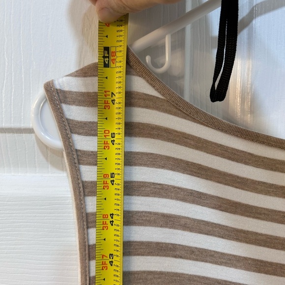 Chico's Beige White Striped Side Lacing Midi Tank Dress Size 1 M Stretch Casual - Picture 7 of 9